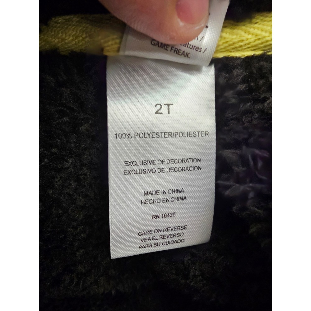Monpoke Boys Pikachu Fleece Zip Jacket Black Polyester Casual Size 2T - Picture 4 of 7